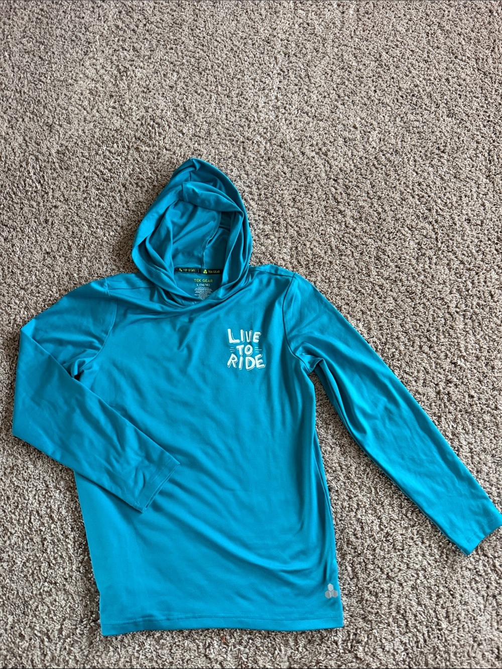 tek gear Teal Hooded Long-Sleeve 'Live To Ride' Shirt